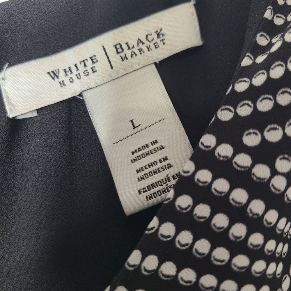 🔥Sale - White House Black Market Sleeveless Black Polka Dot Blouse Size Large - Picture 4 of 10